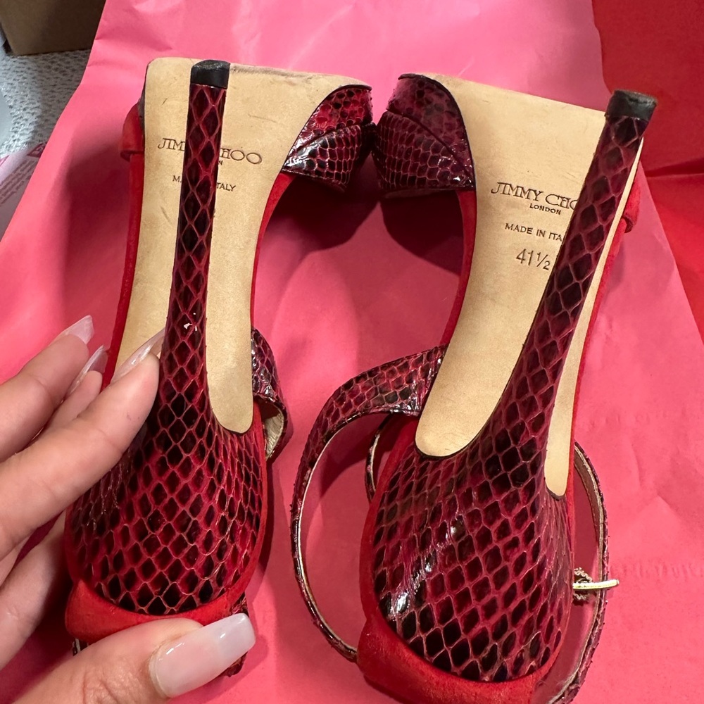 Jimmy Choo Red Snake Skin Heels 👠 - Picture 7 of 7